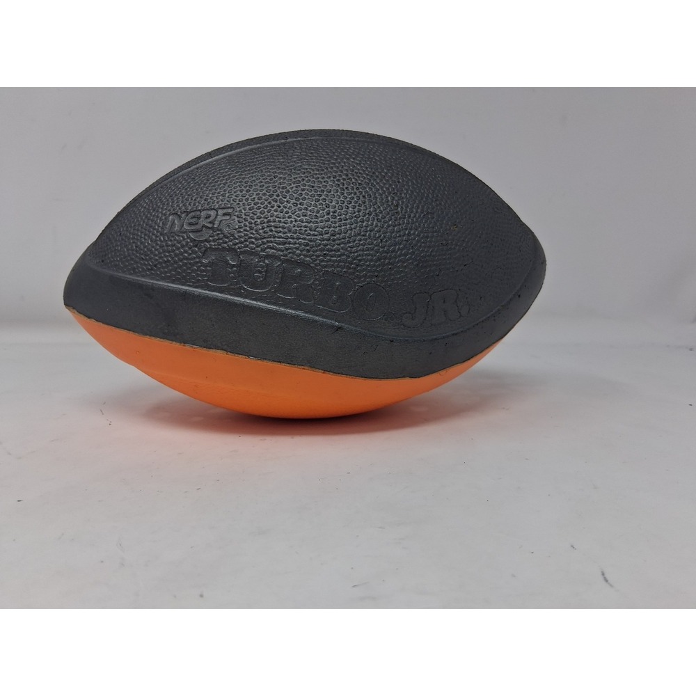 Vintage  Nerf Turbo Jr Silver/Gray Orange Mini Football Sports Ball Gym Foam. O
